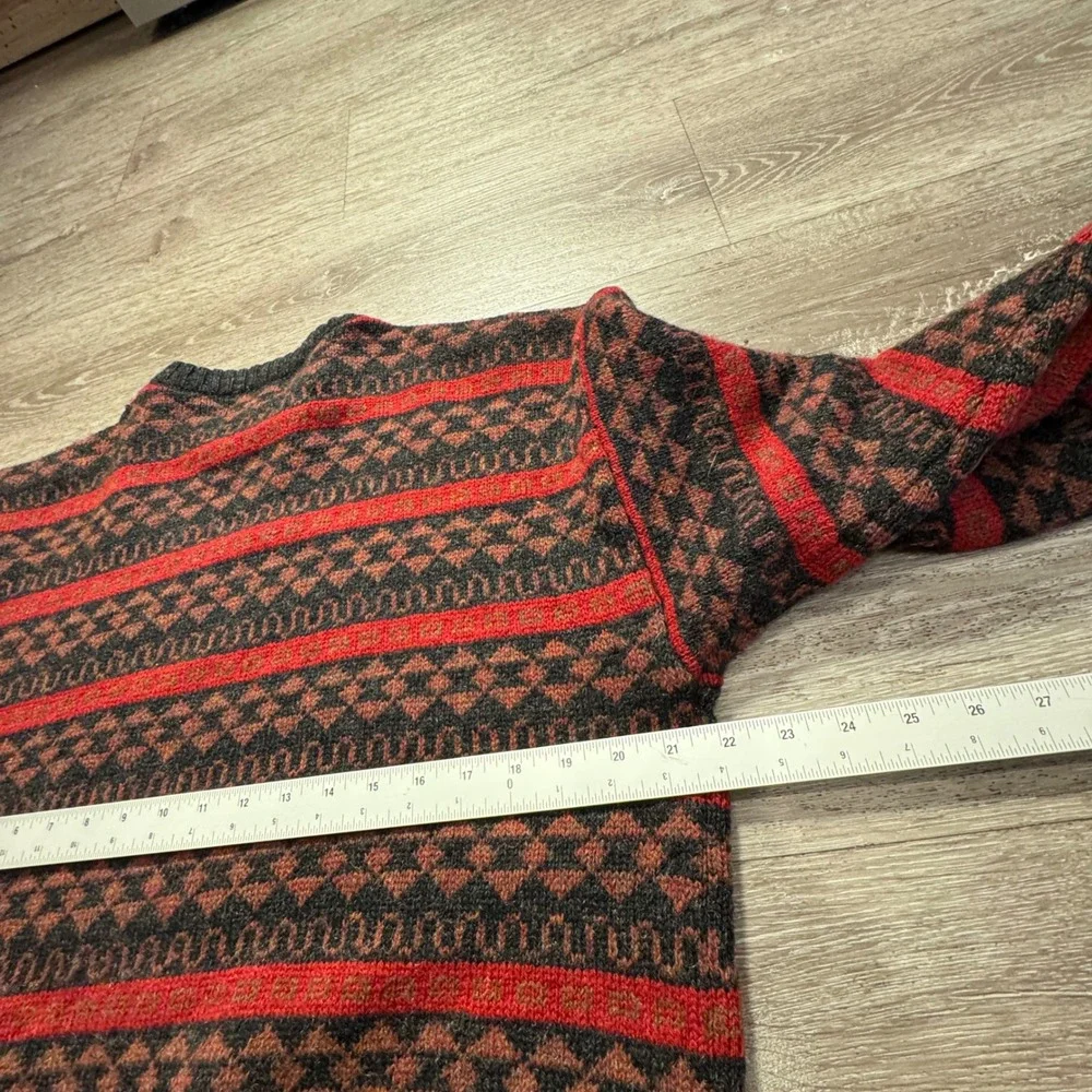 Vintage Christopher Hayes Sweater Mens M Red Charcoal 100% Wool Nordic Fair Isle